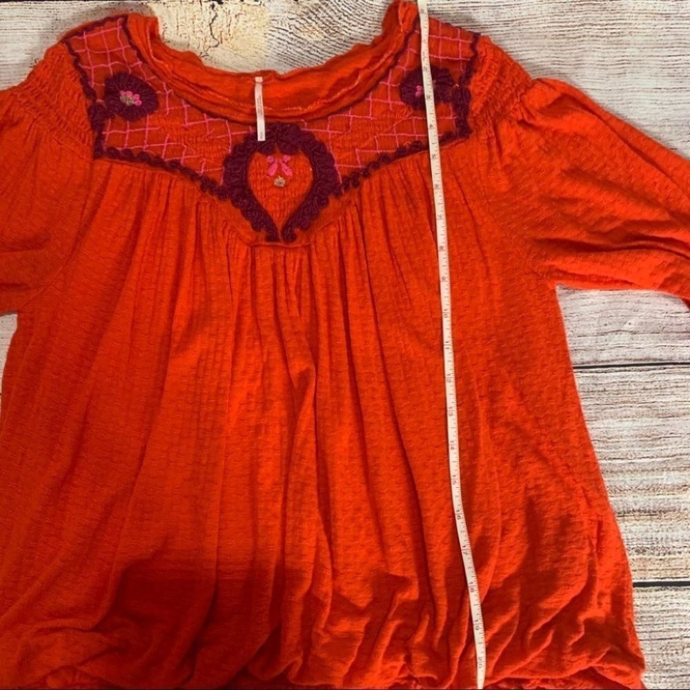 Free People Boho Begonia Red Embroidered Top - Picture 13 of 16